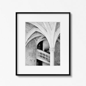 Black and White Paris Architecture Photography, Gothic Church Print, Columns and Arches Photograph, French Wall Art, Parisian Home Decor