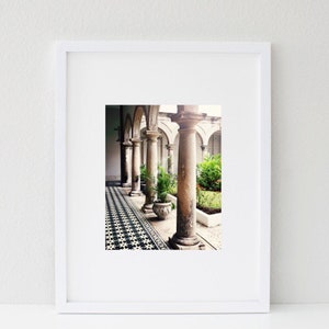 Brazil Photography, Column Photo, Black and White Tile, Architecture Print, Secret Garden, Brazilian Church Picture, Travel Photography image 6