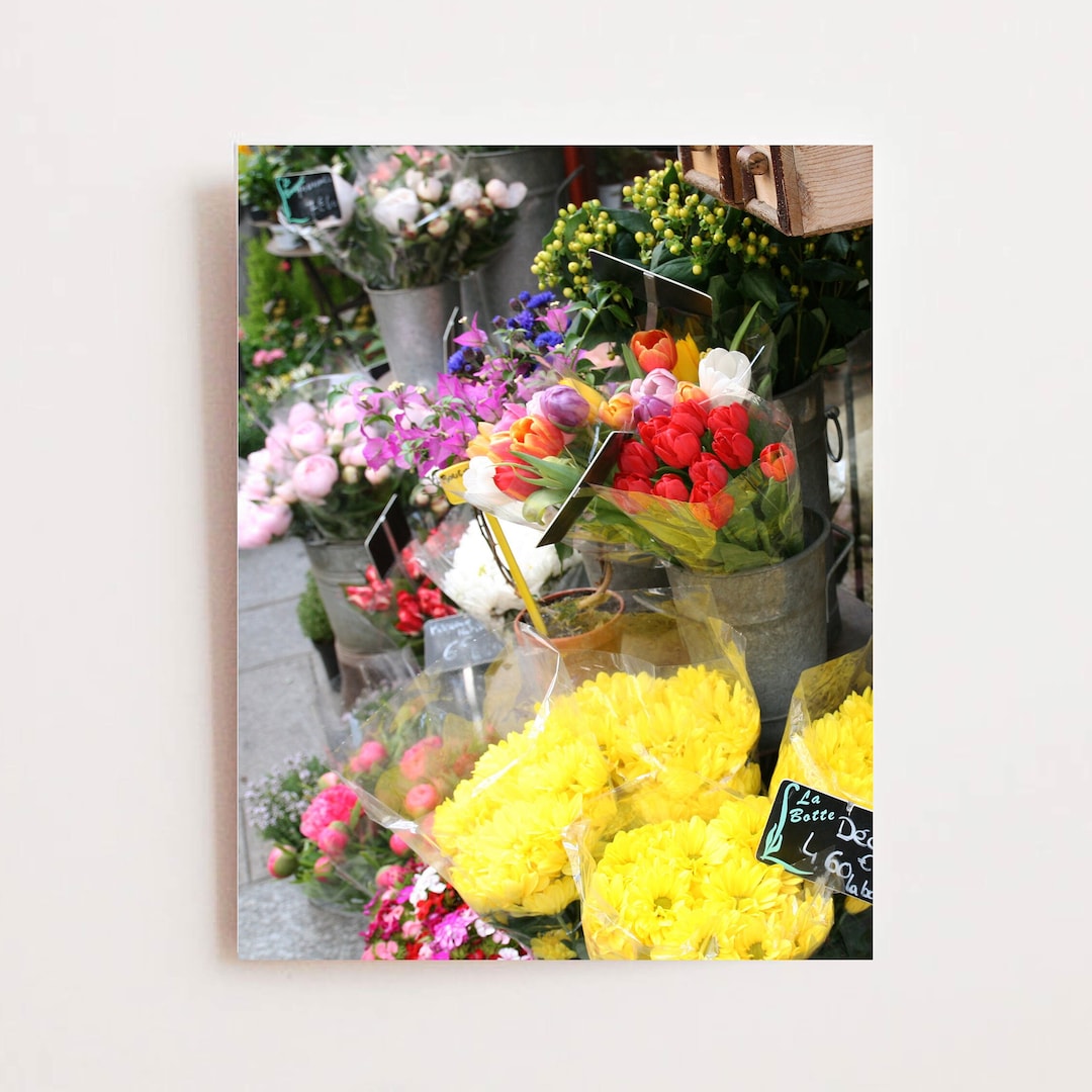Paris Flower Shop Print French Floral Wall Art Flower Market Etsy