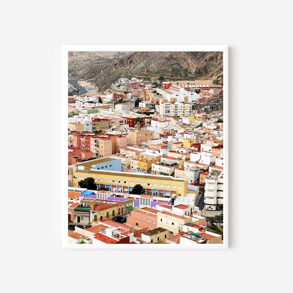 Almeria Spain Photography Print, Colorful Spanish Architecture Photograph, Large Travel Photo, Mediterranean Wall Art, Frame and Matt Option