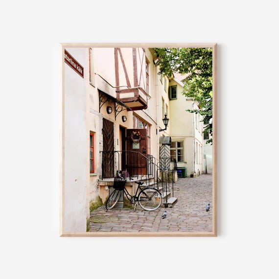 Estonia Print, Tallinn Photography, Bicycle Picture, Estonian Wall Art, Brown Door Photo, Baltic Travel Wall Art, Urban Landscape