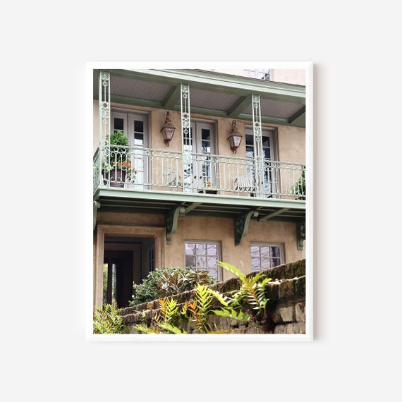 Charleston Photography Print, Southern Home Decor, South Carolina Wall Art, Gas Lantern and Balcony Print