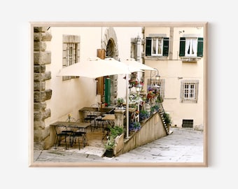 Tuscany Photography, Cortona Italy Print, Tuscan Wall Art, Italian Cafe Photograph, Tuscan Kitchen Decor, Mediterranean Travel Photograph