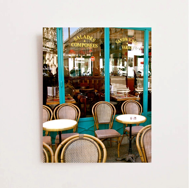 Paris Cafe Print French Bistro Photograph Turquoise - Etsy