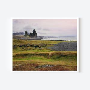 Iceland Wall Art, Iceland Coast Photography Print, Lóndrangar Photo, Volcanic Landscape Wall Art, Misty Coastal Decor, Nordic Nature Decor
