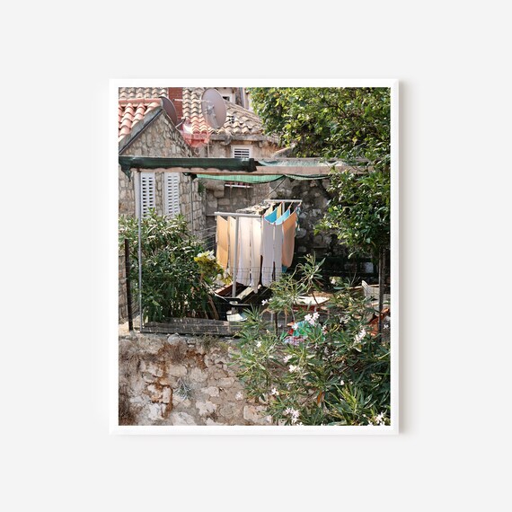 Laundry Room Art, Clothesline Picture, Laundry Print, Dubrovnik Wall Art, Croatia Photography, Pastel Photograph, Available Matted or Framed
