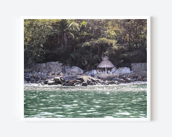 Puerto Vallarta Coastal Print, Tropical Palapa Wall Art