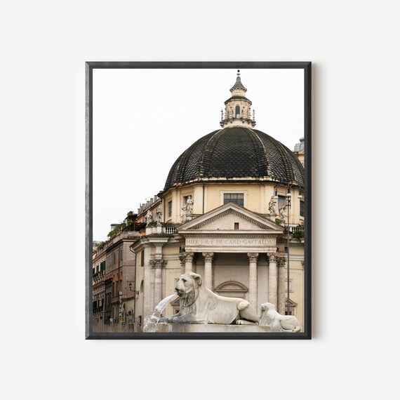Popolo Lions Photograph, Rome Architecture Photography Print, Italy Travel Photography