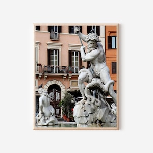 Fountain of Neptune Photo, Rome Italy Print, Piazza Navona Photograph, Travel Photography, Roman Architecture Print, Vertical Wall Art