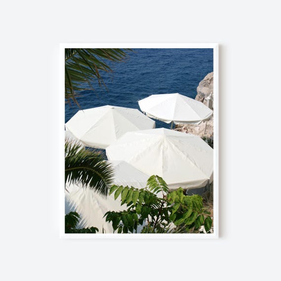 Beach Umbrellas Waterfront Photography Print from Dubrovnik Croatia