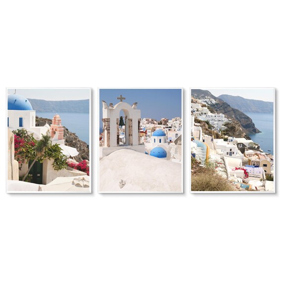Three Santorini Greece Vertical Photography Prints - Greek Island Wall Art - 3 Oia Architecture Pictures - Travel Photography Collection