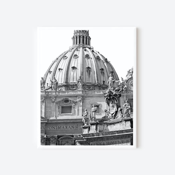 At the Vatican - St Peters Cathedral Black and White Rome Italy Photography Print