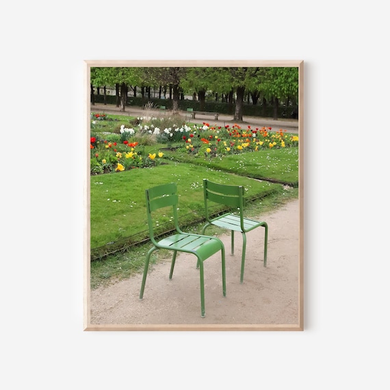Classic French Garden Chairs Photography Print, Timeless Paris Wall Art