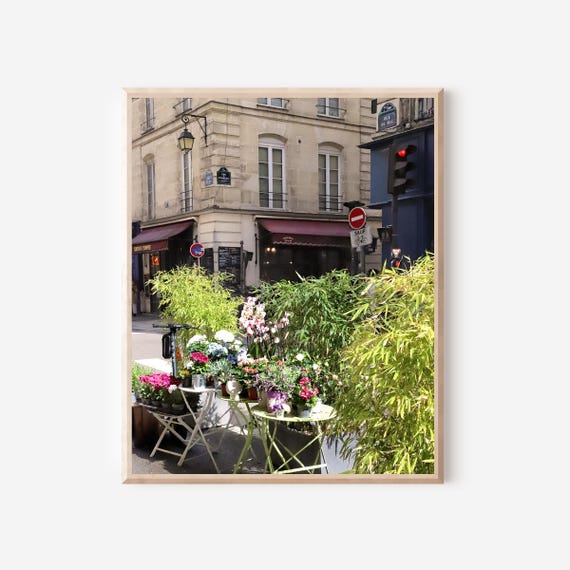Paris Photography Print of Charming Parisian Sidewalk Flower Shop