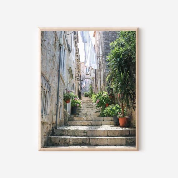 Dubrovnik Stone Staircase - Old Town Dubrovnik Photography Print, Croatia Wall Art
