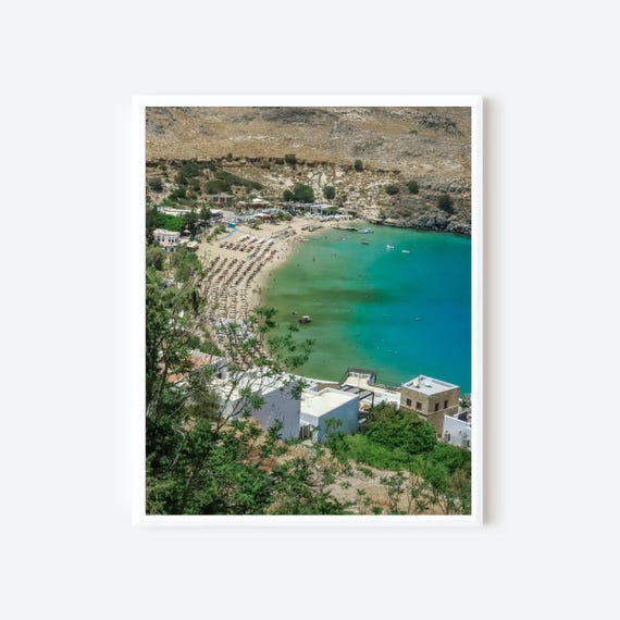 Bay of Lindos - Rhodes Greece Photography Print, Aegean Beach Wall Art