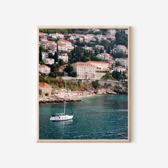 Dubrovnik Sailboat Photography Print, Adriatic Sea Wall Art, Coastal Croatia Decor