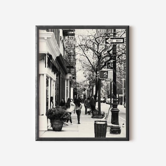 West Village Art, Perry Street NYC, New York City Photo, Black and White Print, City Street Picture, Urban Photography, Greenwich Village
