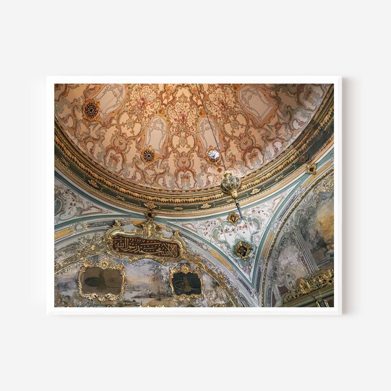 Topkapi Palace Ceiling - Ottoman Gilded Interior Photography Print, Istanbul Turkey Wall Art