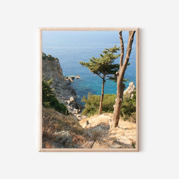 Greek Island Photography, Corfu Greece Print, Seascape,  Corfu Beach Photo, Turquoise and Green Wall Art, Island Landscape, Framed or Matted