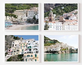 Amalfi Coast Print Set - Four Italy Architecture Photographs - Coastal Italian Photo Collection - 4 Aqua Beach Pictures - Travel Photography