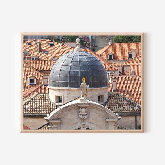 Dubrovnik Croatia Photography, Church of Saint Blaise Print, Church Dome Photo, Architecture Print, Rooftop Photograph, Living Room Art