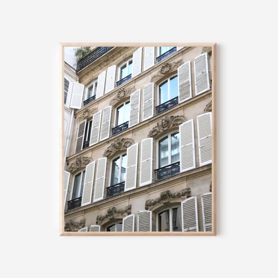 Neutral Paris Building Facade Photography Print, Parisian Architecture Photo, French Home Decor