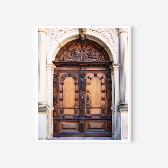 Door Photography Print - Kronberg Castle Photograph - Denmark Travel Photo - Old Brown Wood Door Picture - Danish Wall Art - European Door