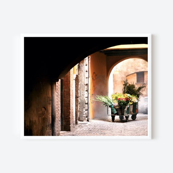 Roman Flower Delivery - Rome Italy Photography Print, Sunflower Wall Art, Italian Wall Art