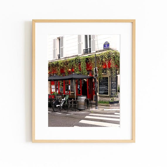 Au Pere Louis Photograph, Red French Cafe Print, Parisian Restaurant Photo, Paris Bistro Art, Parisian Decor, French Kitchen Art
