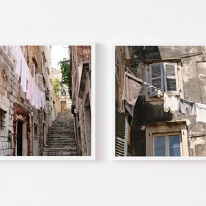 Laundry Room Wall Art - Set of Two Laundry Square Photograph Prints - Rustic European Wall Decor