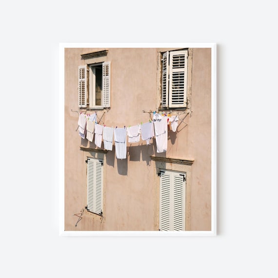 Laundry and Peach Wall - Dubrovnik Croatia Photography