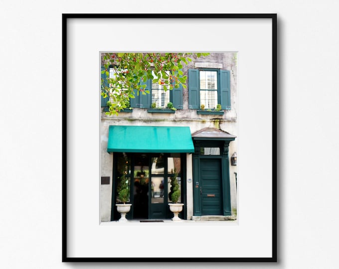 Charleston Photography, Teal Door Print, Grey and Green Picture, Charleston SC Art, South Carolina Photo, Windows and Doors Photograph