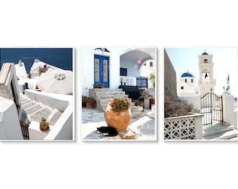 Three Santorini Greece Photography Prints - Greek Island Vertical Pictures - 3 Oia Architecture Pictures - Travel Photography Collection