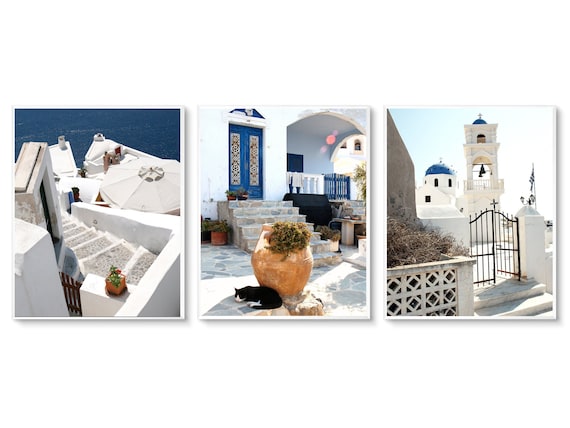 Three Santorini Greece Photography Prints - Greek Island Vertical Pictures - 3 Oia Architecture Pictures - Travel Photography Collection
