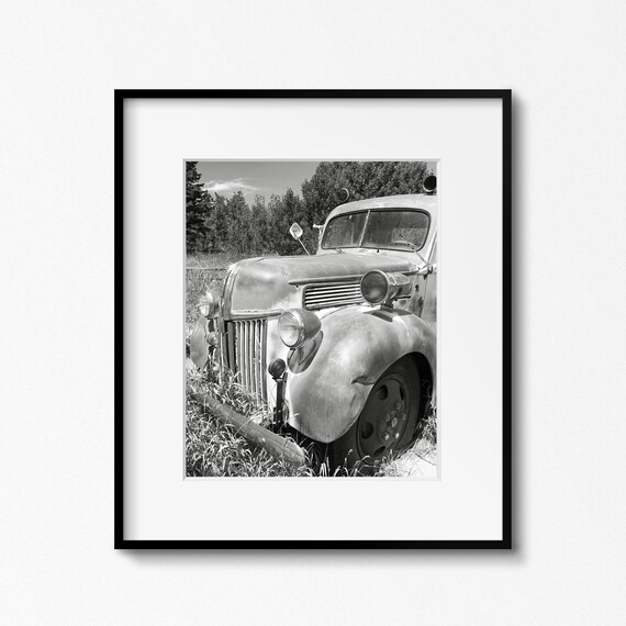 Old Truck Print, Gold Hill Colorado Photography, Old Car Photo, Ghost Town Photograph, Black and White Photo, Rustic Wall Art, Western Decor