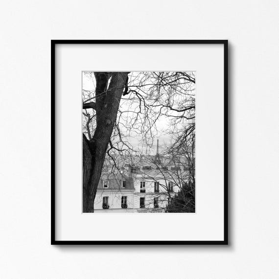 Black and White Paris Photography, Eiffel Tower Print, Montmartre Picture, French Aesthetic, Paris Wall Art, Parisian Gift, Travel Photo