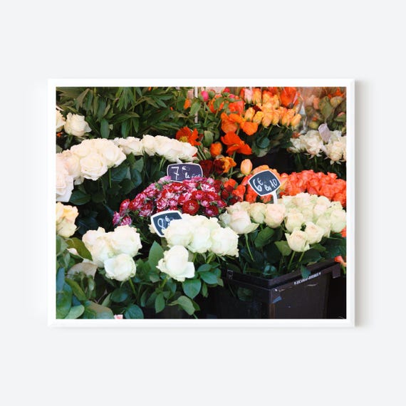 Nice Flower Market Print, Vibrant Roses Wall Art, European Floral Photography