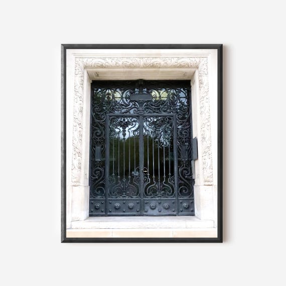 Black Paris Door Print, Paris Photography, Elegant Parisian Wall Art, French Home Decor, Print Available Framed or Matted
