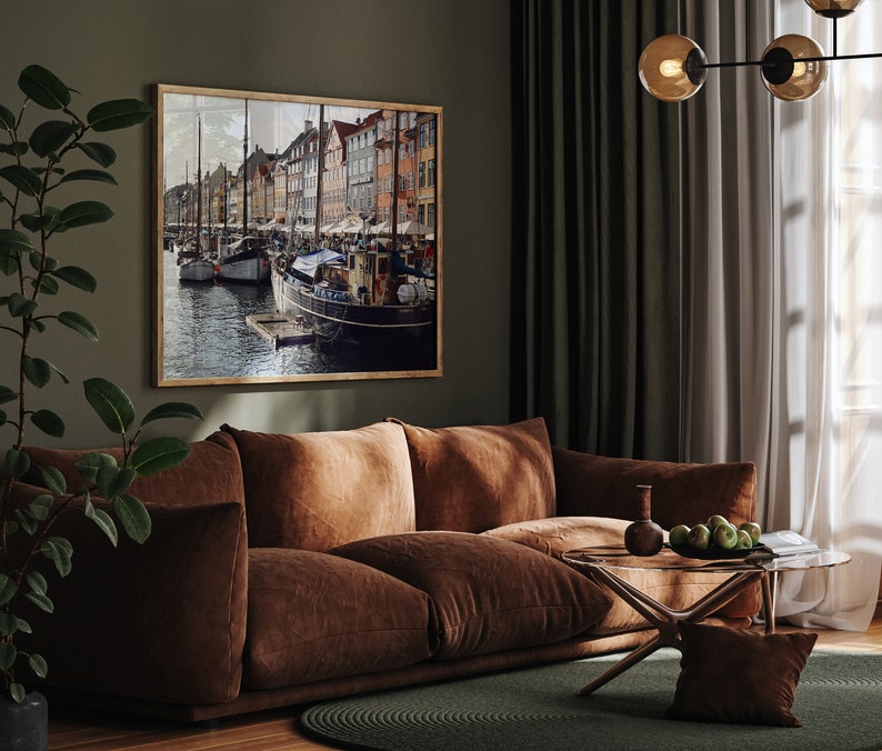 Copenhagen Wall Art, Nyhavn Print, Denmark Photography, Nautical Danish Picture, Boats and Canal Photograph, Scandinavian Wall Art image 2