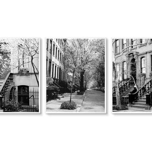 Black and White New York City Three Print Set - West Village Wall Art ...