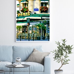 French Cafe Art, Paris Bistro Print, Paris Saint Germain Photograph, Emerald Green Wall Art, Parisian Apartment, Paris Travel Photography image 4