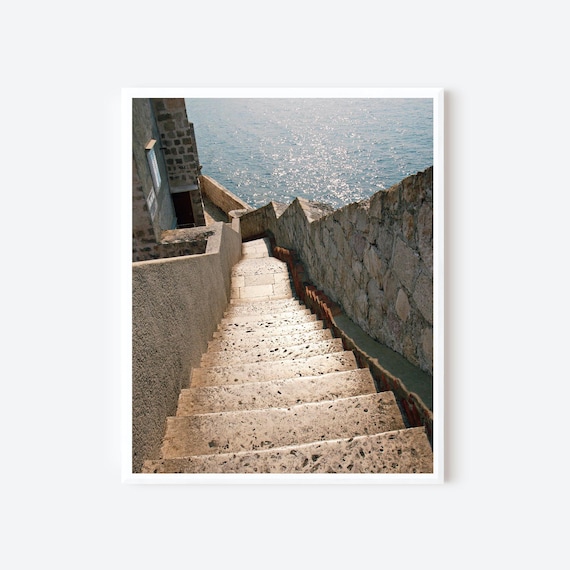 Steps Along the Wall - Dubrovnik Croatia Photography Print from Old City Walls