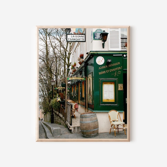 Paris Cafe Print, La Bonne Franquette Photo, Montmartre Photography, French Bistro Picture, Parisian Kitchen Decor, Gift for Francophile