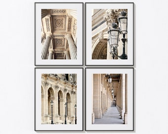 Paris France Architecture Four Print Collection - 4 Architectural Details Photographs - French Wall Art - Vertical Neutral Parisian Pictures