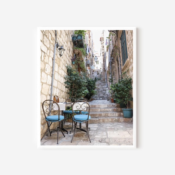 Dubrovnik Cafe Print, Old Town Dubrovnik Croatia Cafe Photography Print