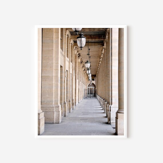 Palais Royal Corridor Print, Paris Photography, French Architecture Wall Art, Neutral Parisian Decor, Elegant French Print