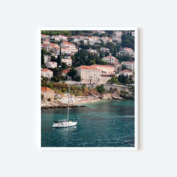 Dubrovnik Sailboat Photography Print, Adriatic Sea Wall Art, Coastal Croatia Decor