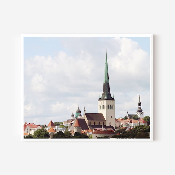 Estonia Photography, St Nicholas Church, Tallinn Estonia, Tallinn Architecture Photo, Estonian Wall Art, Rooftop Picture, Old Town Photo
