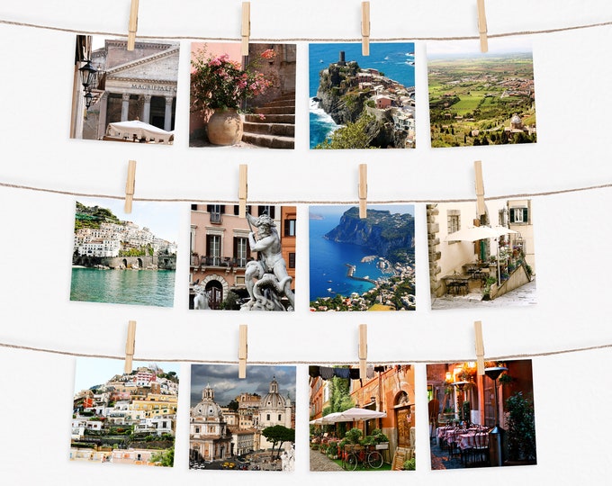 Italy Photography, Twelve Square Photo Prints, Italian Gallery Wall Art, Kitchen Decor, Housewarming Gift, Travel Lover Gift